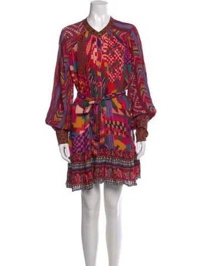 Pre-owned Farm Rio Printed Mini Dress W/ Tags In Red