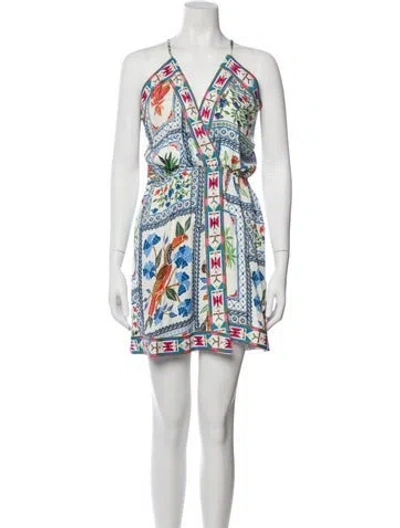 Pre-owned Farm Rio Printed Mini Dress W/ Tags In White