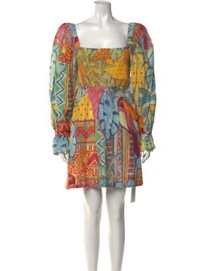 Pre-owned Farm Rio Printed Mini Dress W/ Tags In Yellow