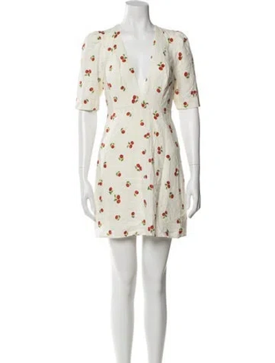Pre-owned Farm Rio Printed Mini Dress In White