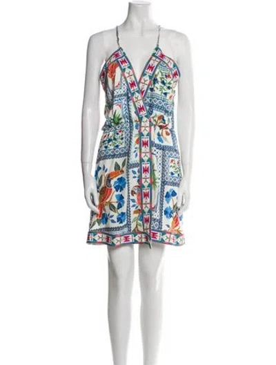Pre-owned Farm Rio Printed Mini Dress In White