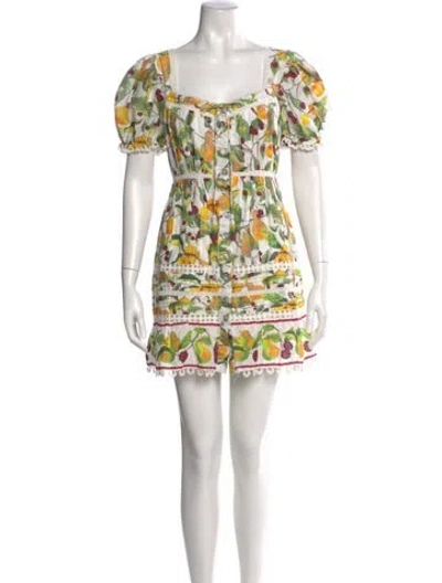 Pre-owned Farm Rio Printed Mini Dress In White