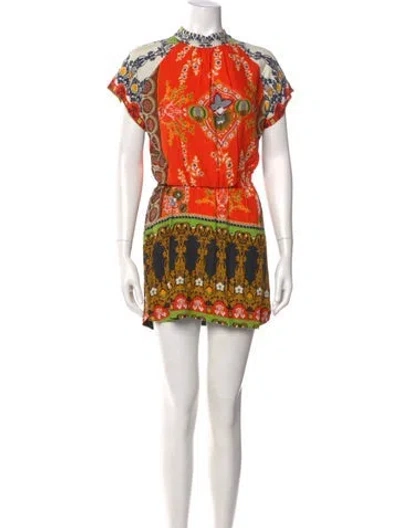 Pre-owned Farm Rio Printed Mini Dress In White