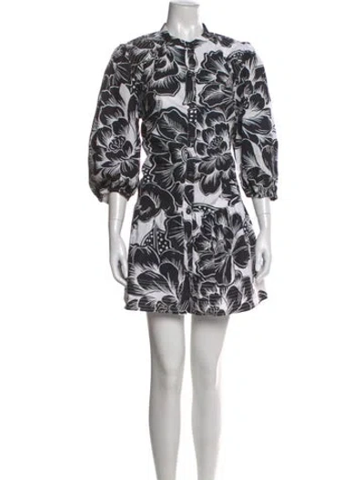 Pre-owned Farm Rio Printed Mini Dress In White
