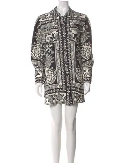 Pre-owned Farm Rio Printed Mini Dress In White