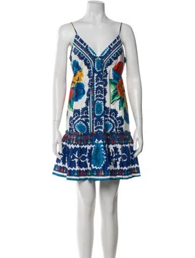 Pre-owned Farm Rio Printed Mini Dress In White