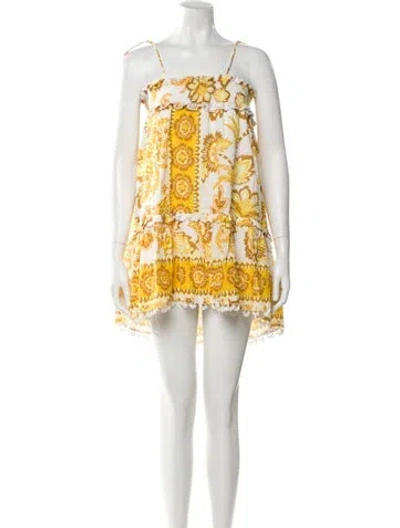 Pre-owned Farm Rio Printed Mini Dress In White