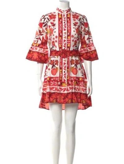 Pre-owned Farm Rio Printed Mini Dress In White