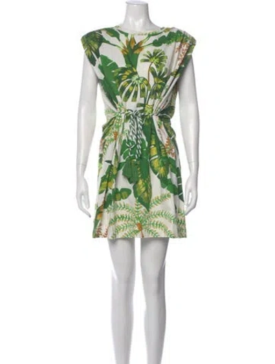 Pre-owned Farm Rio Printed Mini Dress In White