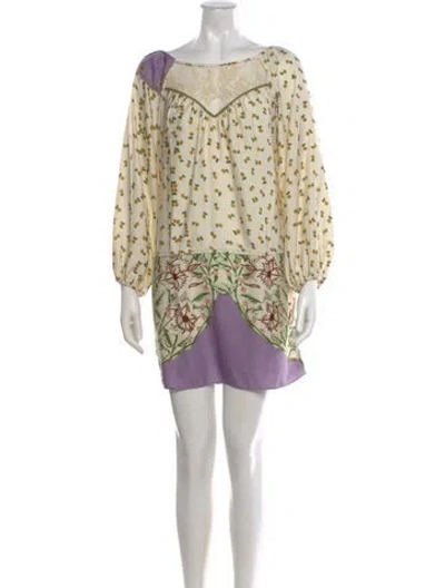 Pre-owned Farm Rio Printed Mini Dress In White
