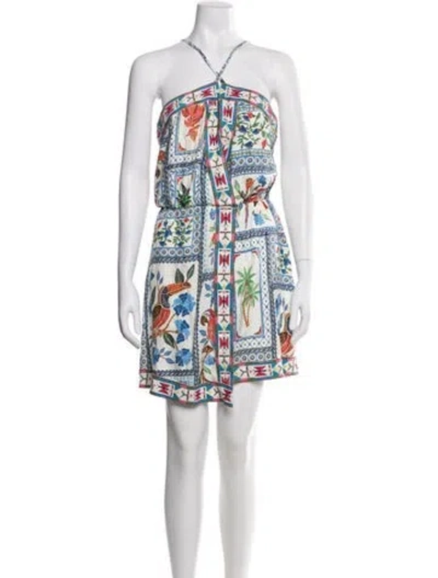 Pre-owned Farm Rio Printed Mini Dress In White