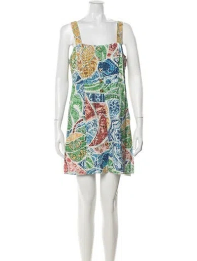 Pre-owned Farm Rio Printed Mini Dress In White