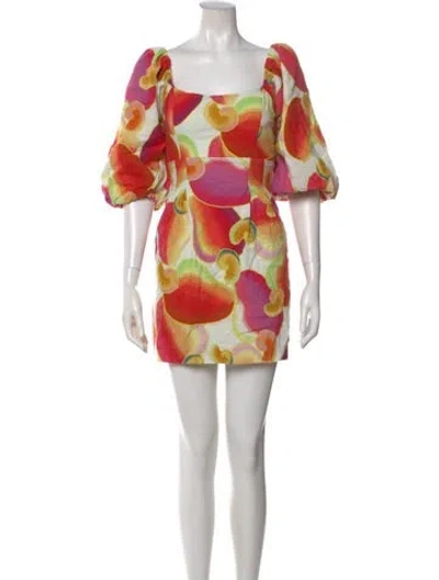 Pre-owned Farm Rio Printed Mini Dress In Yellow