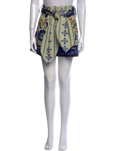 Pre-owned Farm Rio Printed Mini Shorts In Blue