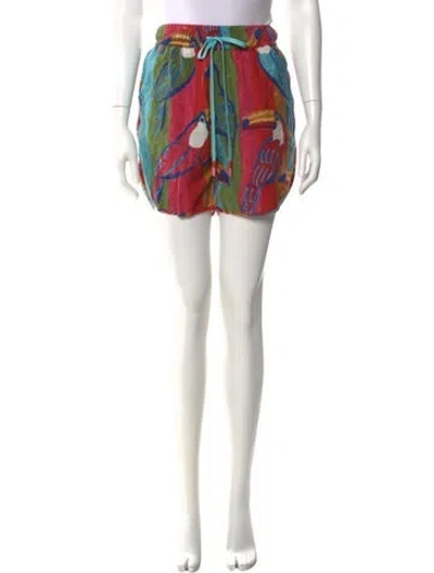 Pre-owned Farm Rio Printed Mini Shorts In Blue