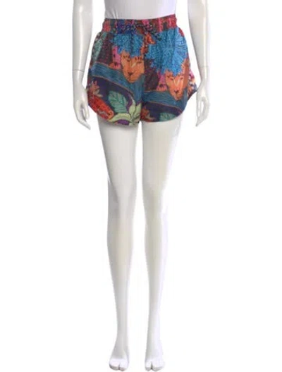 Pre-owned Farm Rio Printed Mini Shorts In Green