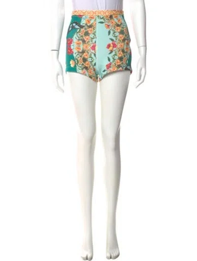 Pre-owned Farm Rio Printed Mini Shorts In Green