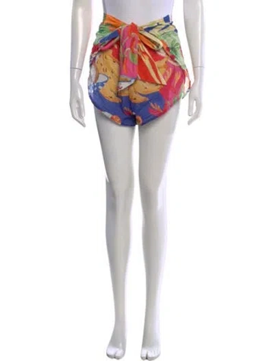 Pre-owned Farm Rio Printed Mini Shorts In Green
