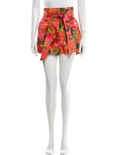 Pre-owned Farm Rio Printed Mini Shorts In Orange