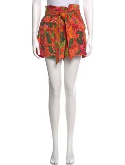 Pre-owned Farm Rio Printed Mini Shorts In Orange
