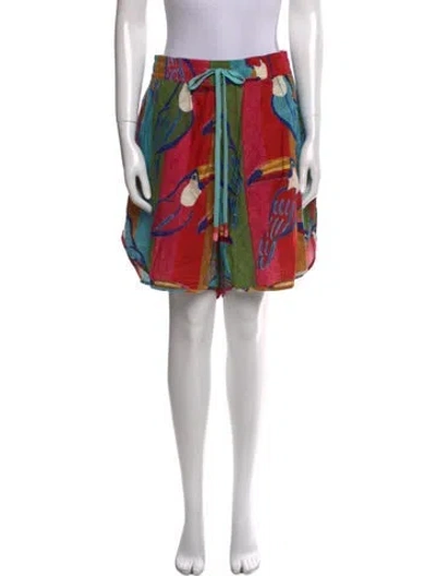 Pre-owned Farm Rio Printed Mini Shorts In Red