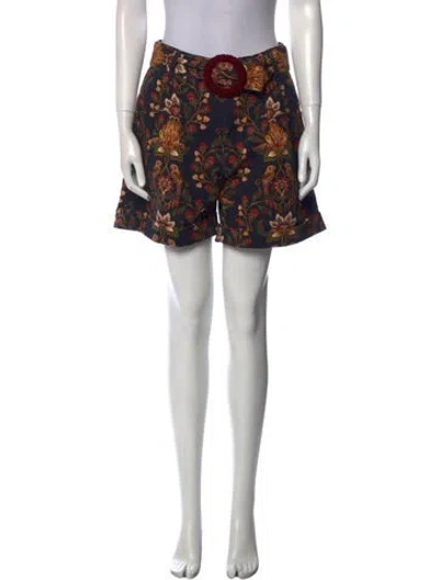 Pre-owned Farm Rio Printed Mini Shorts W/ Tags In Black