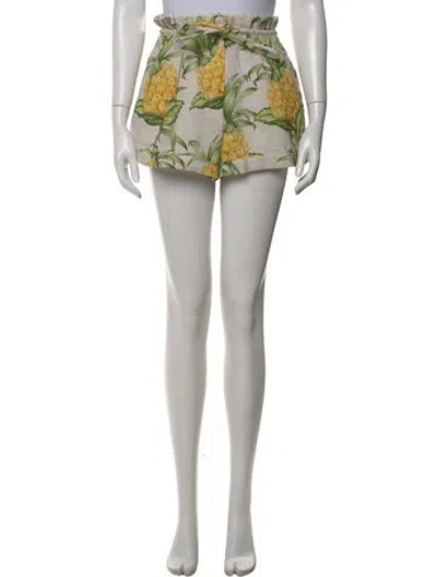 Pre-owned Farm Rio Printed Mini Shorts In White