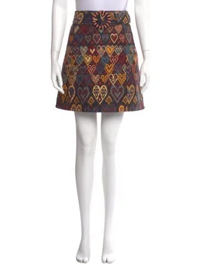 Pre-owned Farm Rio Printed Mini Skirt In Black