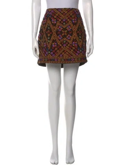 Pre-owned Farm Rio Printed Mini Skirt In Black