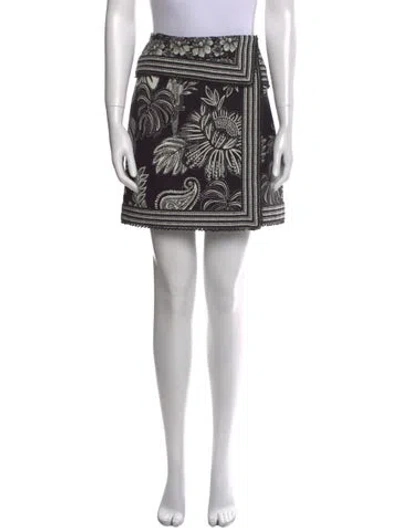 Pre-owned Farm Rio Printed Mini Skirt In Black