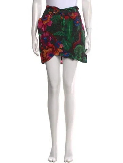 Pre-owned Farm Rio Printed Mini Skirt In Black