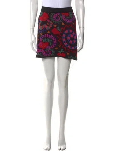 Pre-owned Farm Rio Printed Mini Skirt In Black