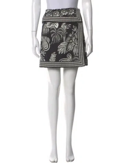 Pre-owned Farm Rio Printed Mini Skirt In Black