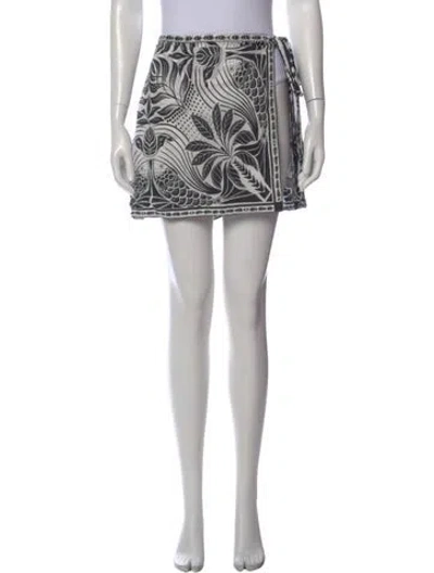 Pre-owned Farm Rio Printed Mini Skirt In Black