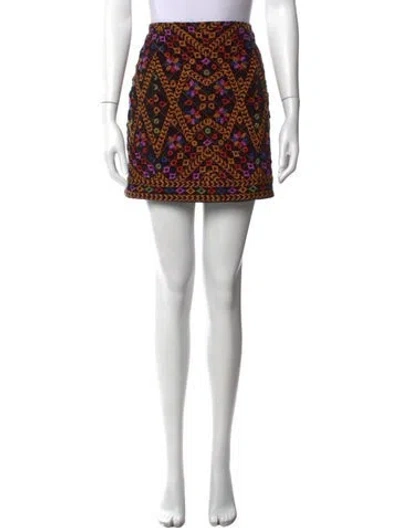 Pre-owned Farm Rio Printed Mini Skirt In Black
