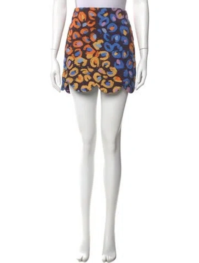 Pre-owned Farm Rio Printed Mini Skirt In Blue