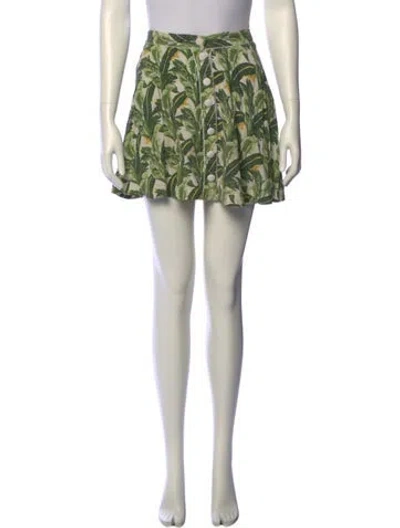 Pre-owned Farm Rio Printed Mini Skirt In Green