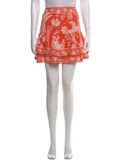 Pre-owned Farm Rio Printed Mini Skirt In Orange