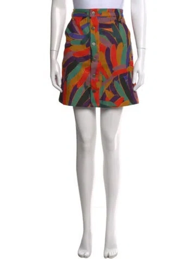Pre-owned Farm Rio Printed Mini Skirt In Orange