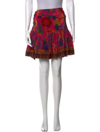 Pre-owned Farm Rio Printed Mini Skirt In Pink