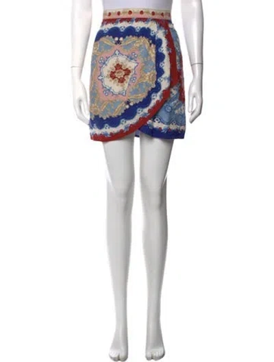 Pre-owned Farm Rio Printed Mini Skirt In Purple