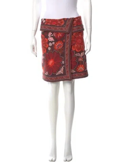 Pre-owned Farm Rio Printed Mini Skirt In Red