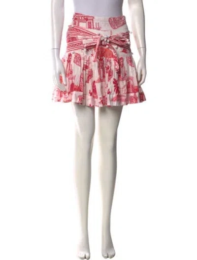 Pre-owned Farm Rio Printed Mini Skirt In Red