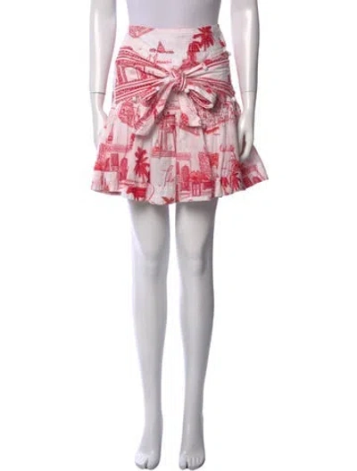 Pre-owned Farm Rio Printed Mini Skirt In Red