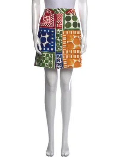 Pre-owned Farm Rio Printed Mini Skirt In White