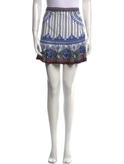 Pre-owned Farm Rio Printed Mini Skirt In White