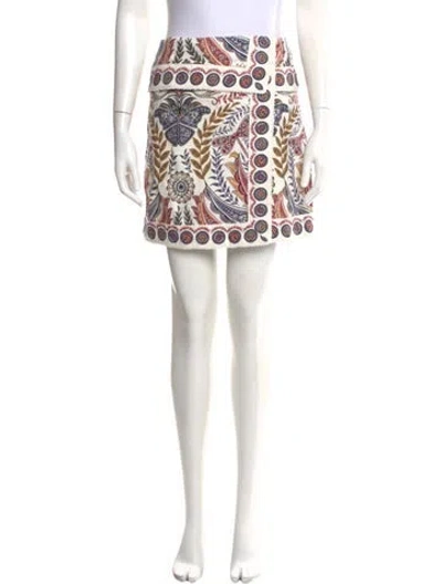 Pre-owned Farm Rio Printed Mini Skirt In White