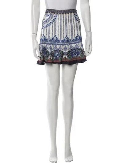 Pre-owned Farm Rio Printed Mini Skirt In White