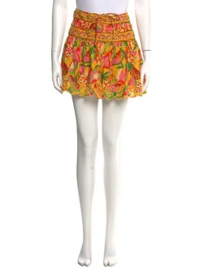 Pre-owned Farm Rio Printed Mini Skirt In Yellow