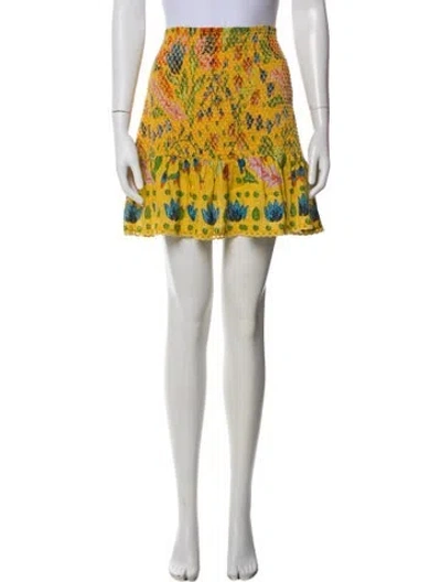 Pre-owned Farm Rio Printed Mini Skirt In Yellow
